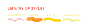 RealBrush’s library contains styles each artist can choose from when creating designs.